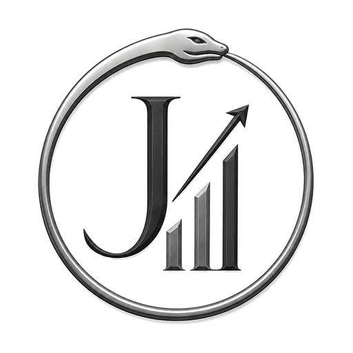 JARP Holdings LLC emblem: an ouroboros encircling a serif J monogram with a growth arrow and rising bars